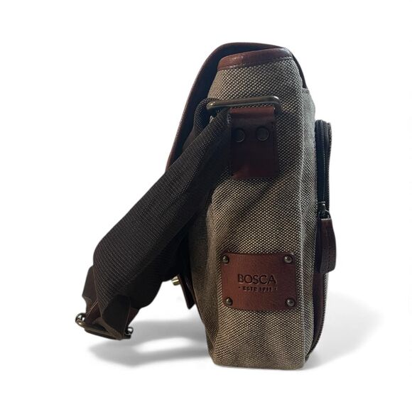 Bosca RFID Canvas Messenger Brown and Khaki Laptop-cases-bag - Picture 5 of 7